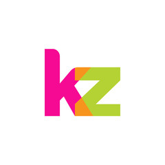 Fototapeta premium Initial letter kz, overlapping transparent lowercase logo, modern magenta orange green colors