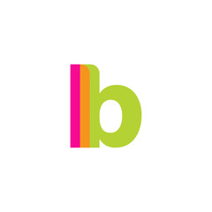 Initial letter lb, overlapping transparent lowercase logo, modern magenta orange green colors