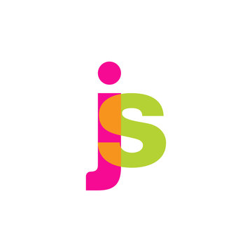 Initial letter js, overlapping transparent lowercase logo, modern magenta orange green colors
