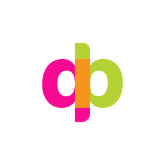 Initial letter qb, overlapping transparent lowercase logo, modern magenta orange green colors