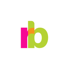Initial letter rb, overlapping transparent lowercase logo, modern magenta orange green colors