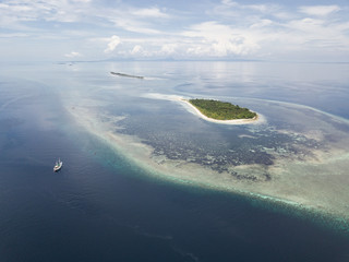 Aerial of Remote Island in Banda Sea, Pulau Koon