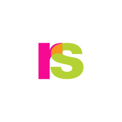 Initial letter rs, overlapping transparent lowercase logo, modern magenta orange green colors
