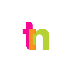 Obraz premium Initial letter tn, overlapping transparent lowercase logo, modern magenta orange green colors