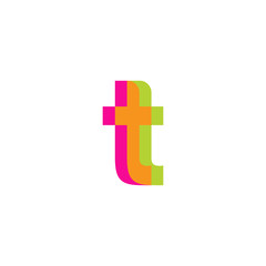 Obraz premium Initial letter tt, overlapping transparent lowercase logo, modern magenta orange green colors