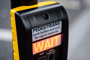 Pedestrians traffic light request button and signal - London, England