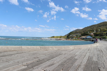 The view looking towards the foreshore, from the end of the Lorne pier