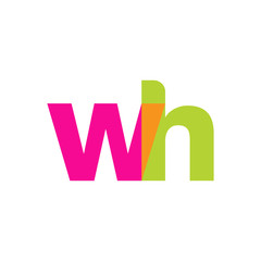Initial letter wh, overlapping transparent lowercase logo, modern magenta orange green colors