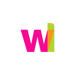 Initial letter wl, overlapping transparent lowercase logo, modern magenta orange green colors