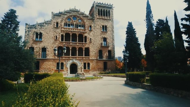 Entrance to Sanctuary of Santo Cristo in Pla de San Agustin de Igualada, Spain
