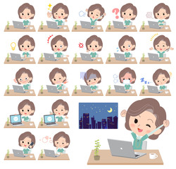 Blue-green tunic Middle women_desk work