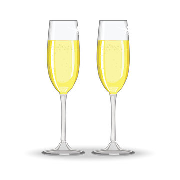 Glasses of champagne. Vector.