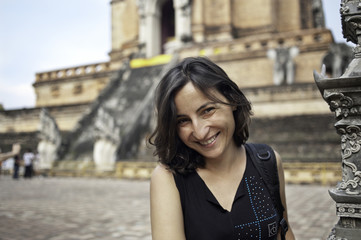 Fototapeta premium Tourist at a Buddhist Temple
