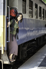 Fototapeta na wymiar Woman Train Passenger