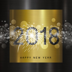 Happy new year 2018 design on metal background vector illustration