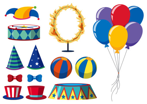 Circus elements on white background