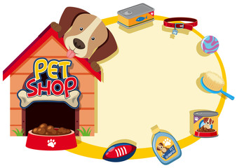 Border template with cute pet and accessories