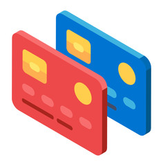 Isometric credit cards. Vector illustration. Flat style.