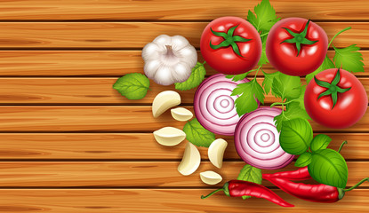Background template with fresh vegetables