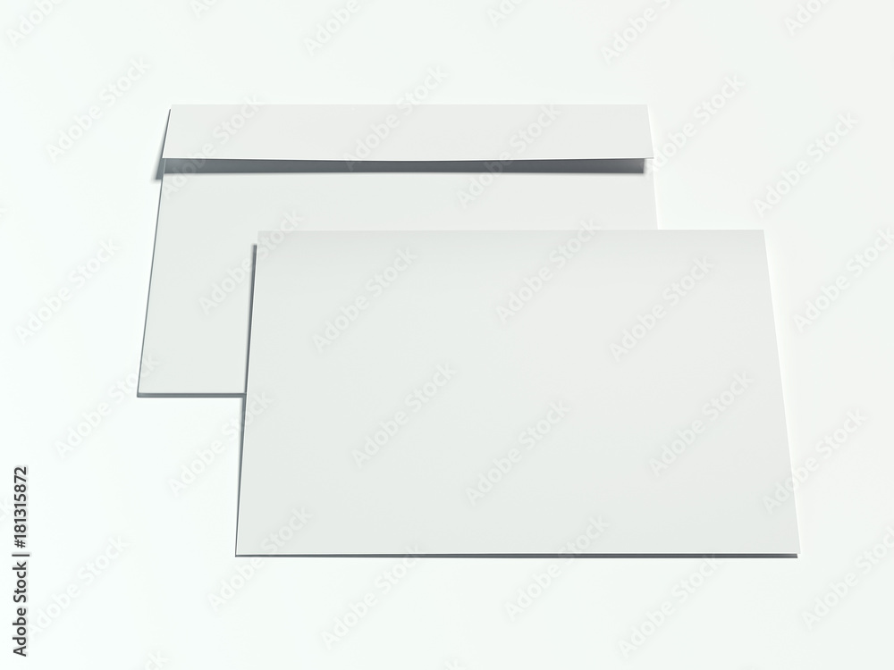 Poster two blank envelopes. 3d rendering