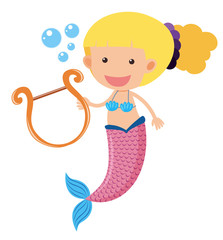 Mermaid playing music underwater