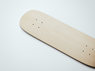 Blank wooden skateboard deck. 3d rendering