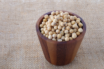 soybean in Wooden bowl Isolated