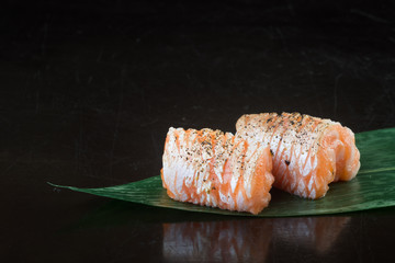 japanese cuisine. sashimi on the background