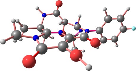 Raltegravir molecular structure isolated on white