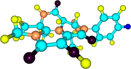 Raltegravir molecular structure isolated on white