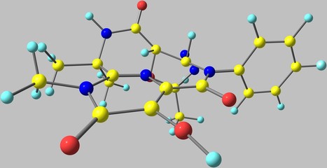 Raltegravir molecular structure isolated on grey