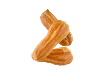 Cake eclair isolated on white background