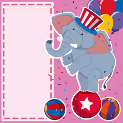 Border template with elephant on the ball