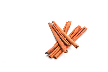 Cinnamon on white background