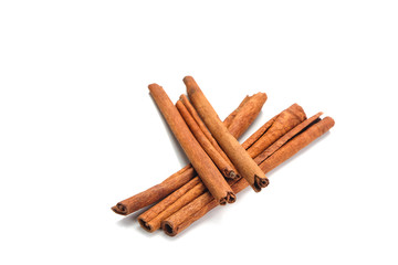Cinnamon on white background