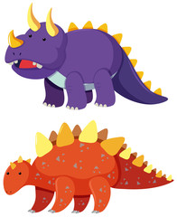Two types of dinosaur on white background