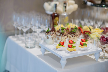 buffet of sweets at the wedding table