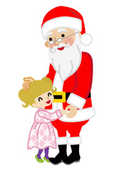 Toddler girl hugging Santa Claus