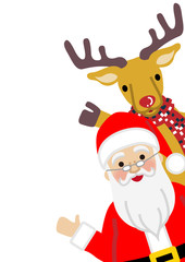 Santa Claus and Reindeer hands up - Waist Up