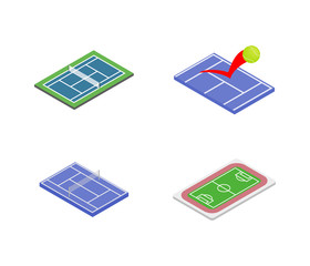 Sport arena icon set, isometric style