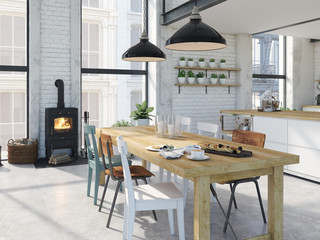 modern loft apartment. 3d rendering