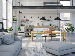 modern loft apartment. 3d rendering