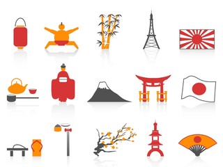 orange red color series japanese icons set
