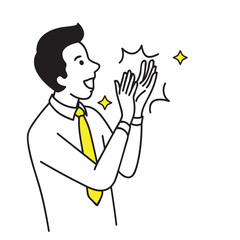 Businessman clapping hand celebrating