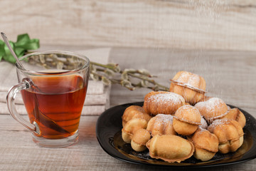 Homemade cookies with condensed milk stuffed with nuts
