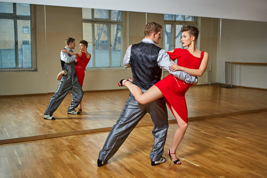 beautiful couple dancing tango