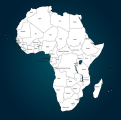 Carte Afrique, Pays FR et EN, calques modifiables