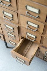 Old wooden drawers in archive