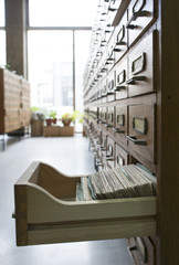 Old wooden drawers in archive