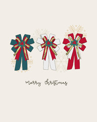 Ribbon christmas concept , hand draw sketch vector. gift card.